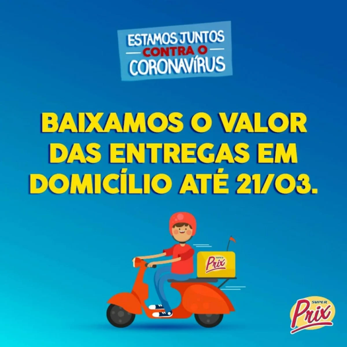 Em virtude dos últimos acontecimentos e pronunciamentos do Ministério da Saúde, reduzimos o valor da nossa taxa de entrega