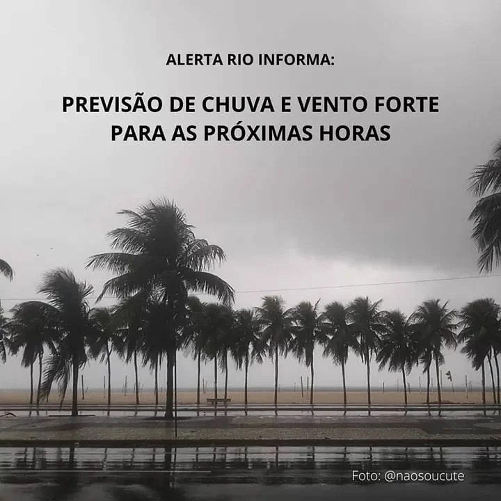 PREVISÃO DE CHUVA E VENTOS PARA AS PRÓXIMAS HORAS