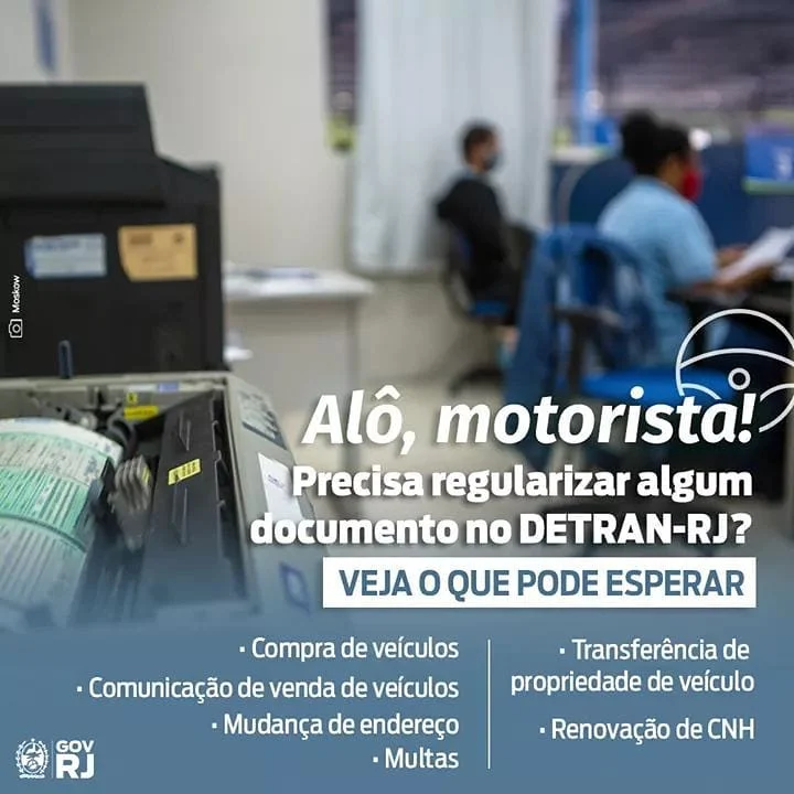 Detran.RJ prorrogou alguns prazos para evitar aglomerações em suas unidades.