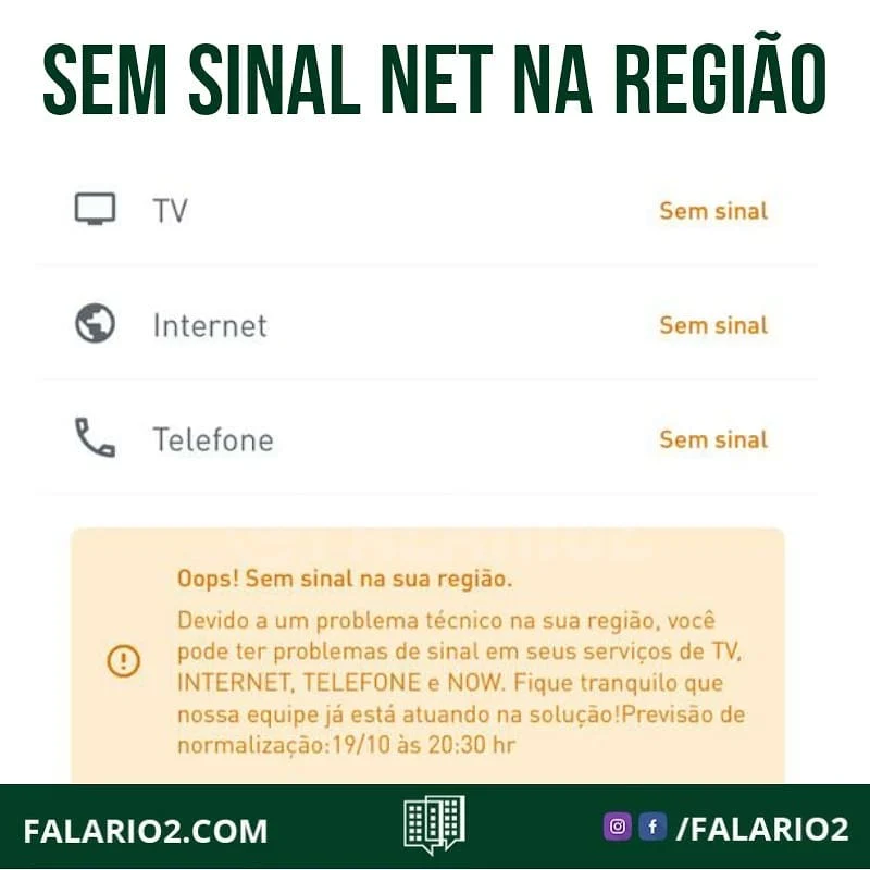 Vizinhos estão reclamando da ausência de sinal de internet na #netclaro na região.