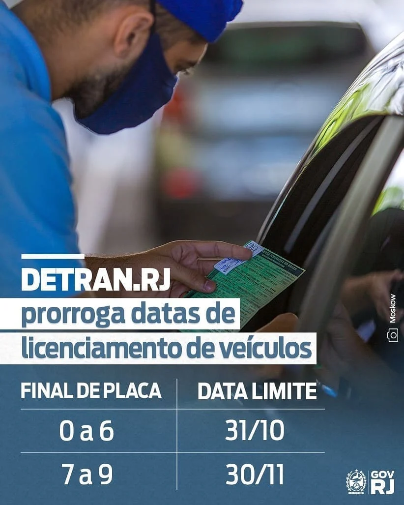 DETRAN PRORROGA DATAS DE LICENCIAMENTO DE VEÍCULOS