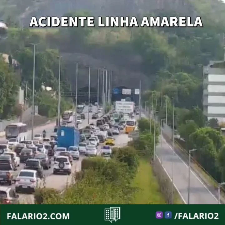10h04 - Linha Amarela apresenta congestionamento em ambos os sentidos, na manhã desta