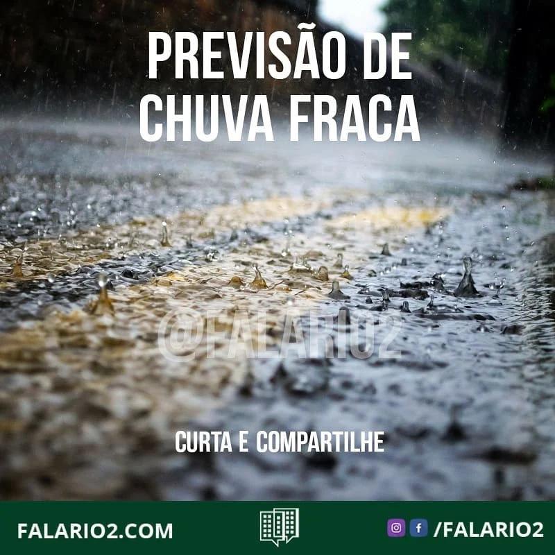 CHUVA FRACA A MODERADA PREVISTA NESTA NOITE