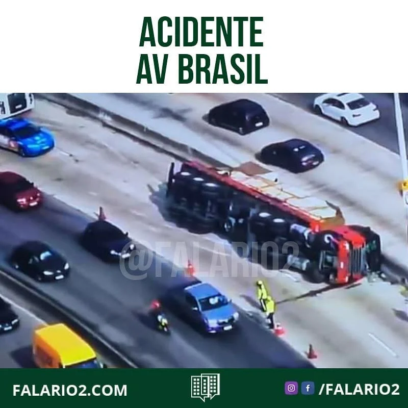 TOMBAMENTO DE CARRETA ocupa 2 faixas da pista central, no Caju, sentido Centro.