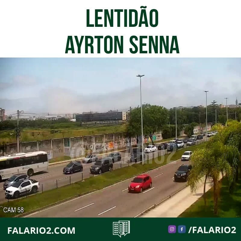 Sentido Linha Amarela (Ayrton Senna) com pontos de lentidão do Casashopping até a Etna.