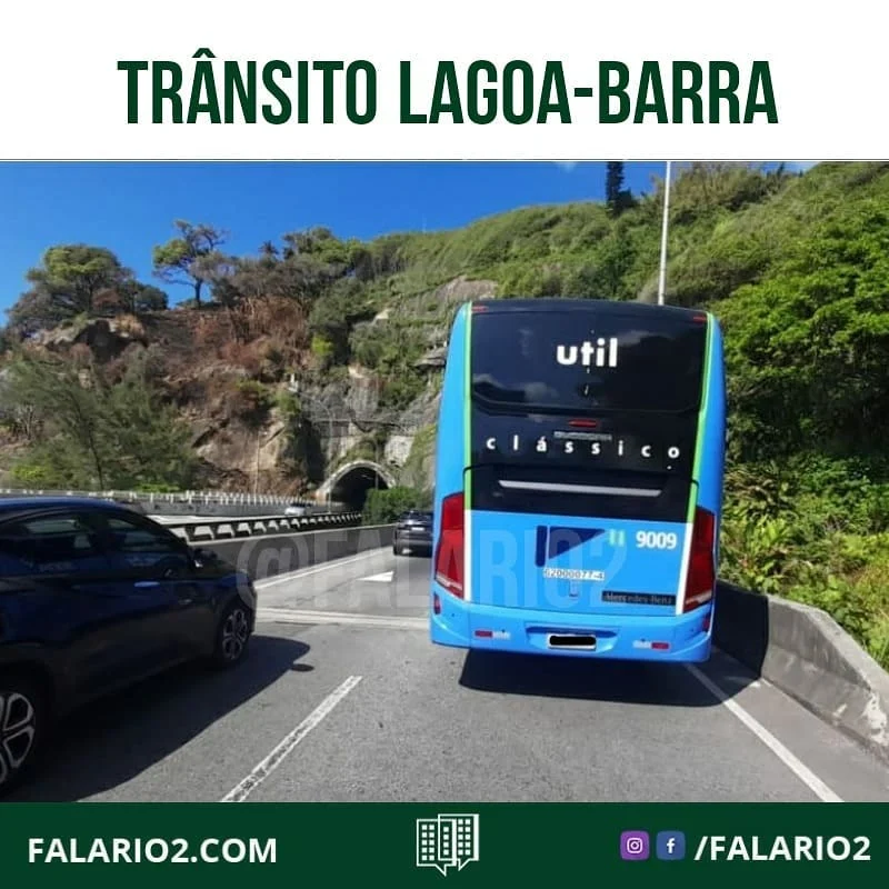 09:13 ônibus enguiçado ocupa faixa do sentido Barra, no acesso ao Túnel do Joá.