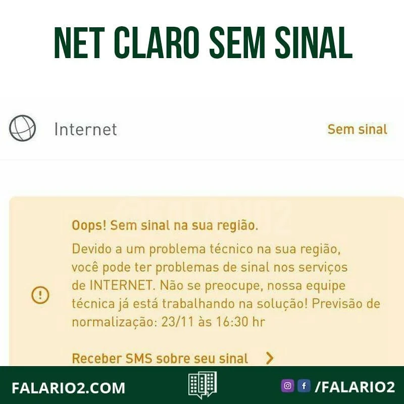 Alguns moradores relatam que a internet da #netclaro não está funcionando.