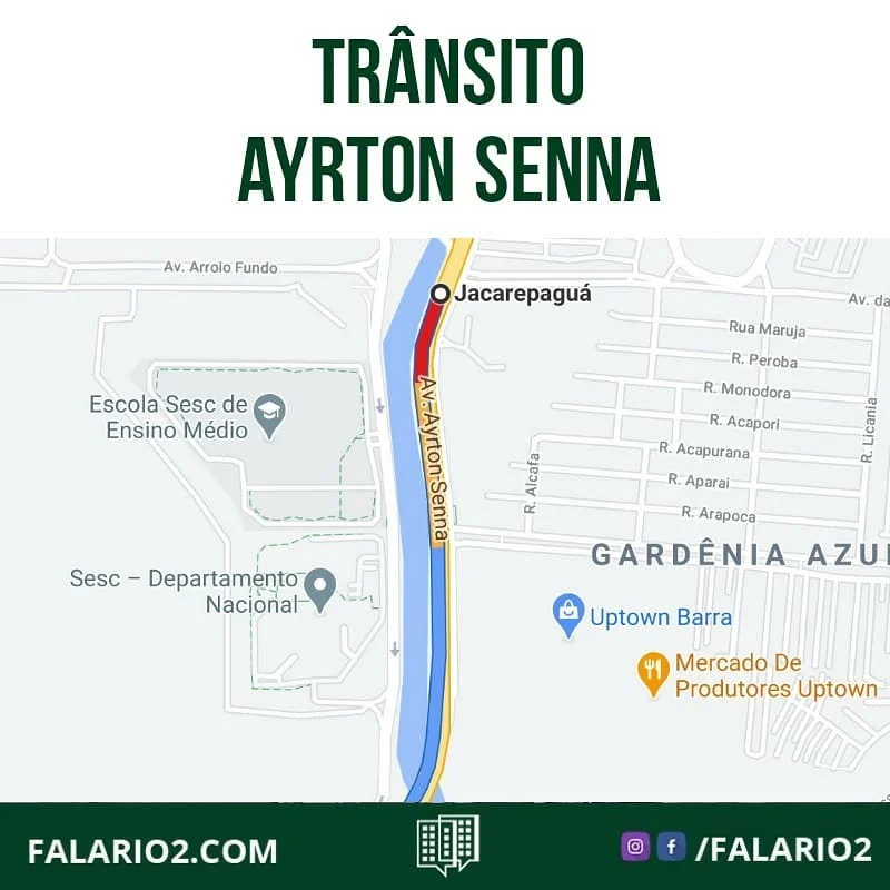 10:05 AV AYRTON SENNA  caminhão enguiçado provoca interdições no sentido orla, logo após o acesso pela Linha Amarela.