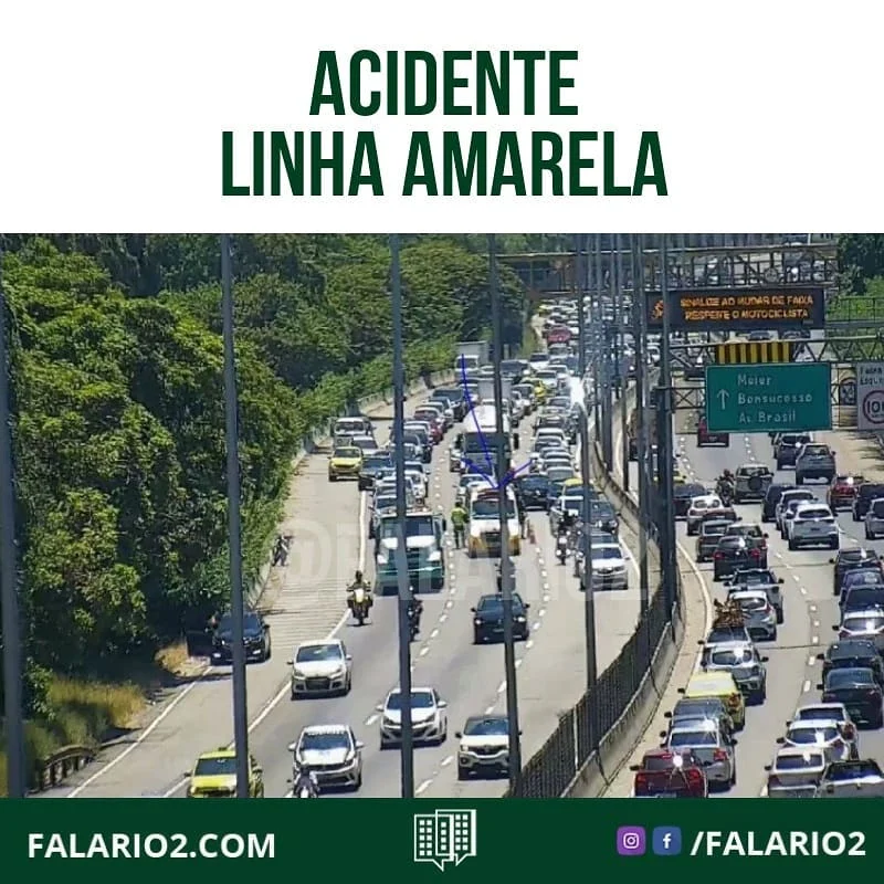 12:00 LINHA AMARELA  CIDADE DE DEUS: queda de motociclista no sentido Barra da Tijuca.