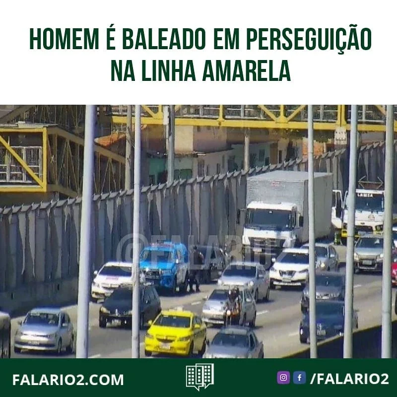 Um homem foi baleado na cabeça na manhã deste sábado (30), depois de uma perseguição na Linha Amarela, no sentido Fundão de