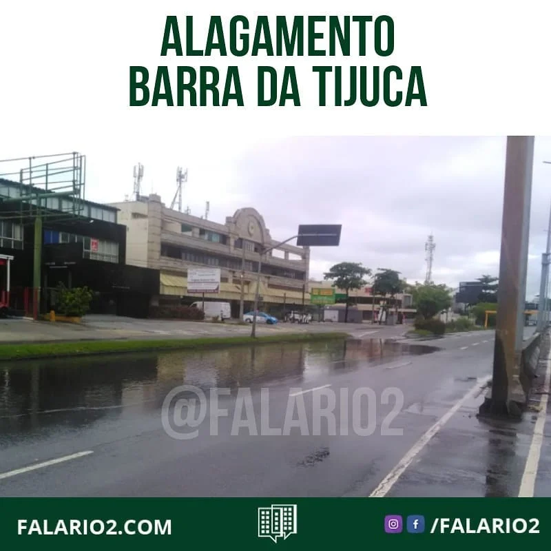 10:54 BARRA DA TIJUCA: equipes da prefeitura acionadas para auxiliar no escoamento de bolsão d'água na Av.