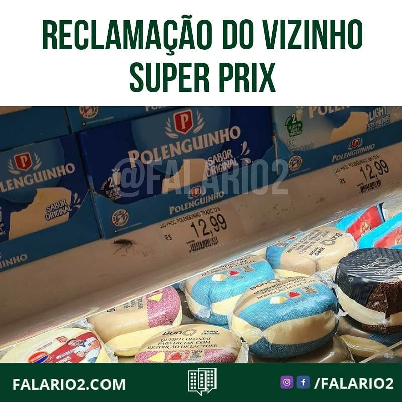 11:09 - Vizinho nos enviou essa foto relatando uma barata andando na parte de frios do Prix - Rio2shopping.