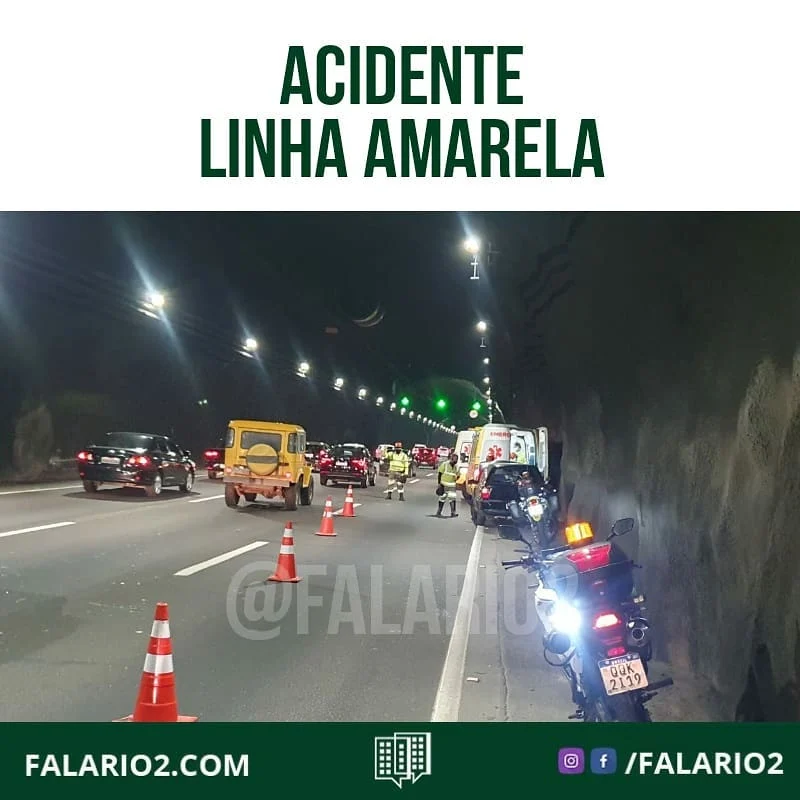 10:30 LINHA AMARELA  acidente envolvendo um caminhão e um carro o sentido Fundão, no Túnel da Covanca.
