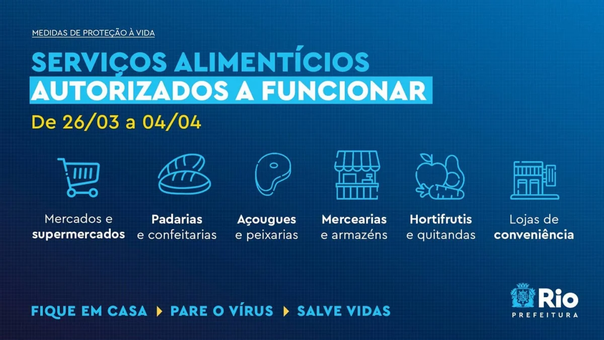 O setor alimentício, um serviço essencial para a população, continua funcionando na cidade, mas é preciso seguir todos os