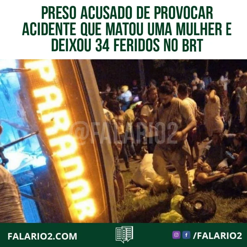 O motorista acusado de provocar um acidente que deixou uma mulher morta e outros 34 passageiros do BRT feridos em Guaratiba,