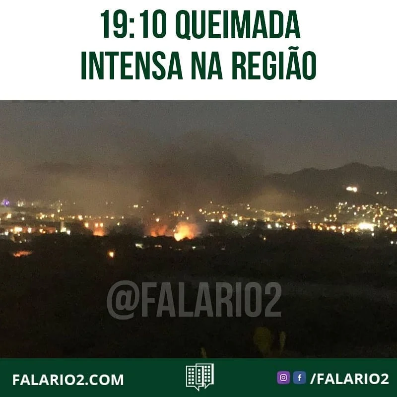Queimada com fogo intenso na região.