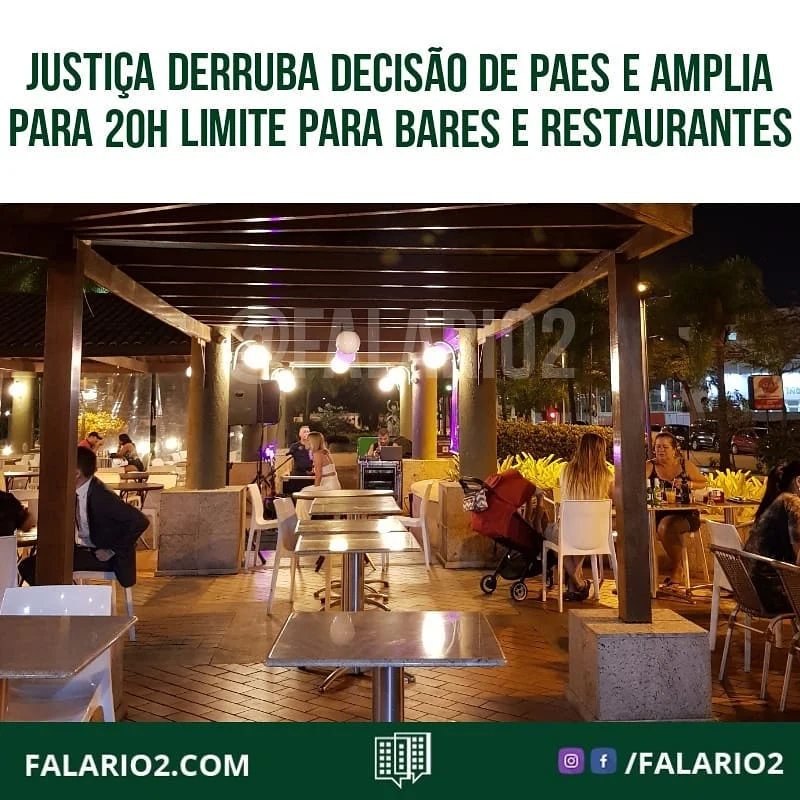 Em decisão liminar, a Justiça do Rio determinou nesta sexta-feira que bares e restaurantes do Rio podem fechar às 20h, e não