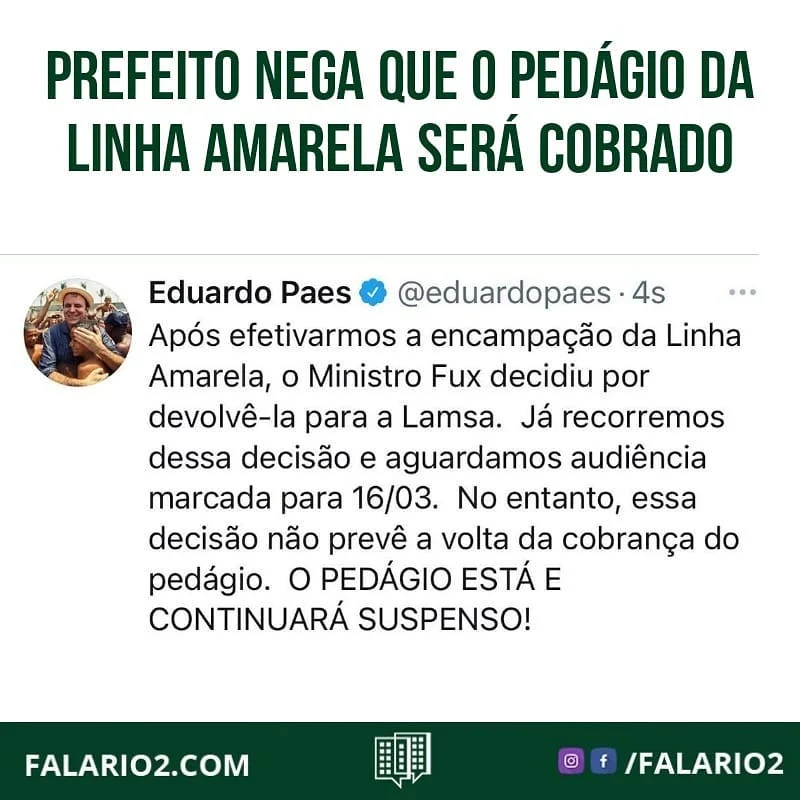 Após efetivarmos a encampação da Linha Amarela, o Ministro Fux decidiu por devolvê-la para a Lamsa.