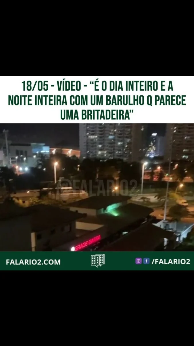00:01 - "O barulho de algum ar condicionado desregulado do shopping rio 2 está ensurdecedor aqui para os moradores do