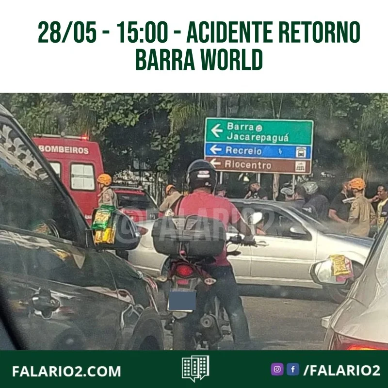 15:00 - Acidente no retorno do Barra World.