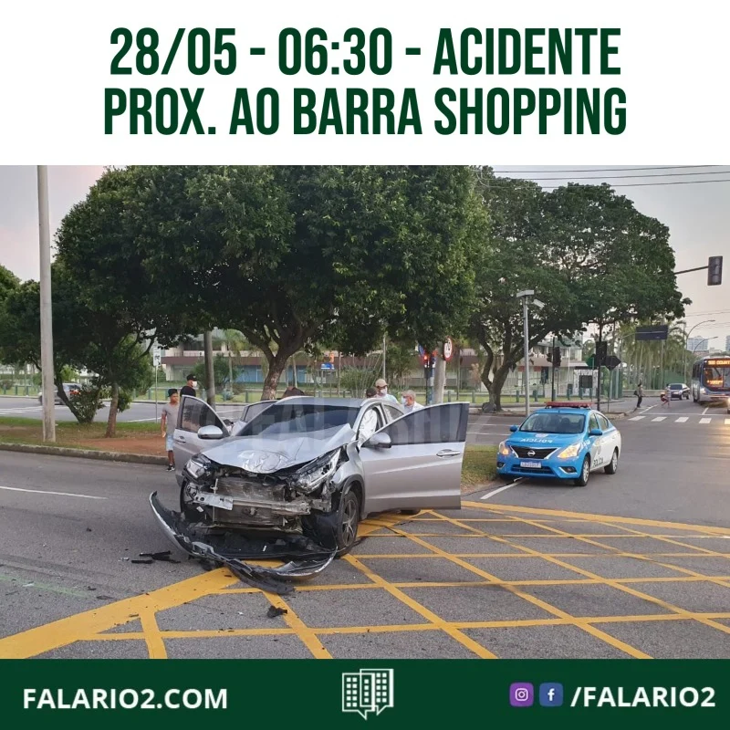 06:30 - AVENIDA DAS AMÉRICAS | Acidente envolvendo dois carros interdita parcialmente a pista central, sentido Recreio, na