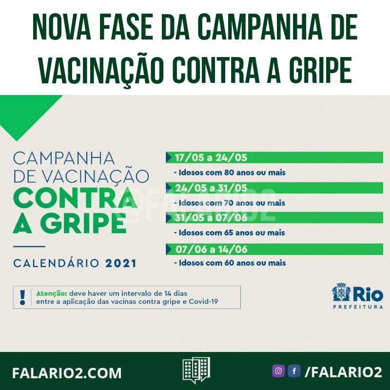 Na segunda (17/05) começa nova fase da campanha de vacinação contra a Gripe.