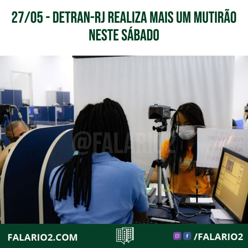 O Detran.RJ promove, no próximo sábado (29), seu 27º mutirão desde o início da pandemia.