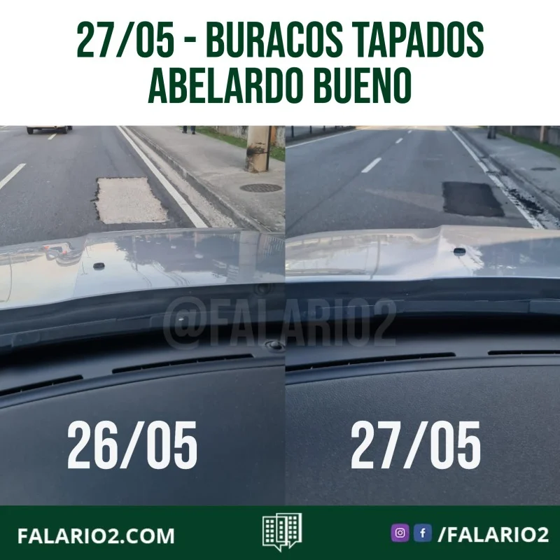 Ontem (25/05) postamos aqui na página relatando os 2 buracos que estavam na Abelardo Bueno, após a primeira entrada do Rio2.