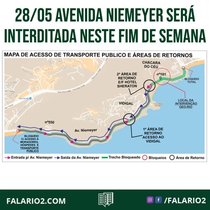 Devido à continuidade das obras de contenção de encostas na Avenida Niemeyer pela GEO-Rio, a CET-Rio informa que haverá