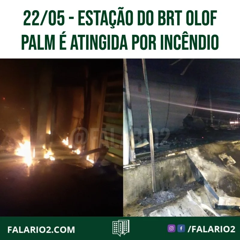 A estação BRT Olof Palme, que faz parte do Corredor Transolímpica, no Recreio dos Bandeirantes, na Zona Oeste do Rio, pegou