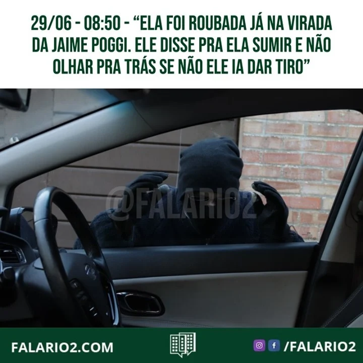 "Minha mãe foi assaltada hoje 08:30h na rua Francisco de Paula, um homem de moto armado assaltou ela.