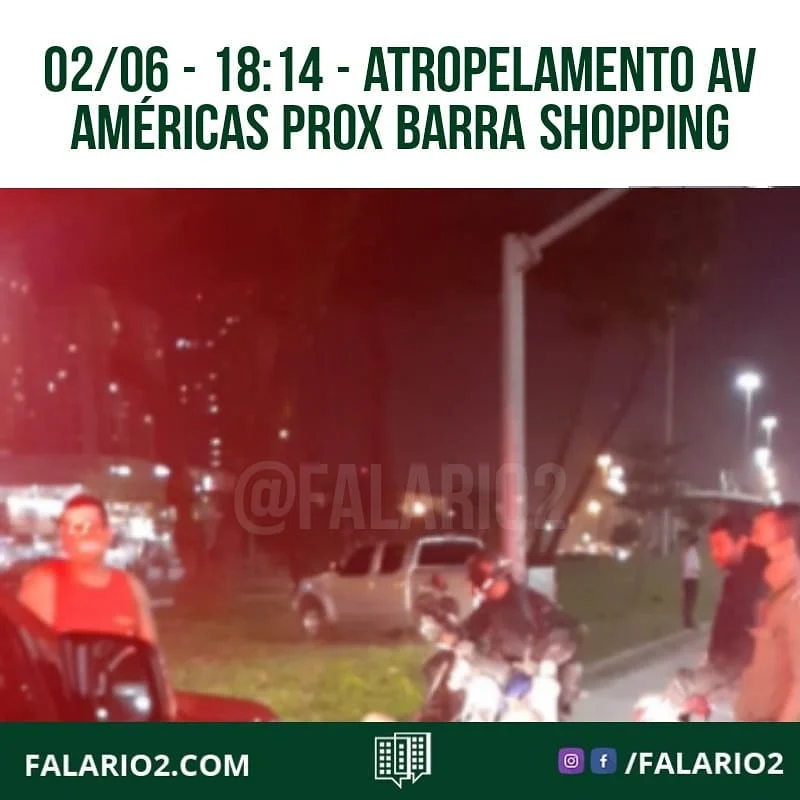 BARRA DA TIJUCA: atropelamento envolvendo um ônibus ocupa uma faixa da pista central da Av.