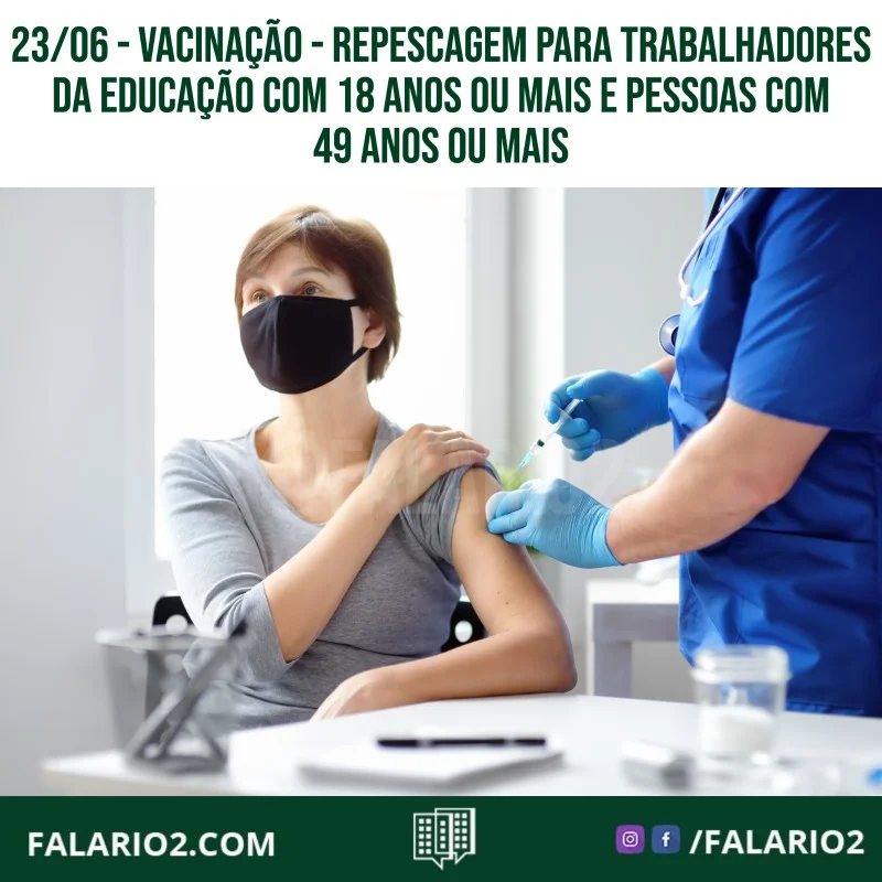 Hoje, 23/06, é dia de repescagem para trabalhadores da educação com 18 anos ou mais e pessoas com 49 anos ou mais!