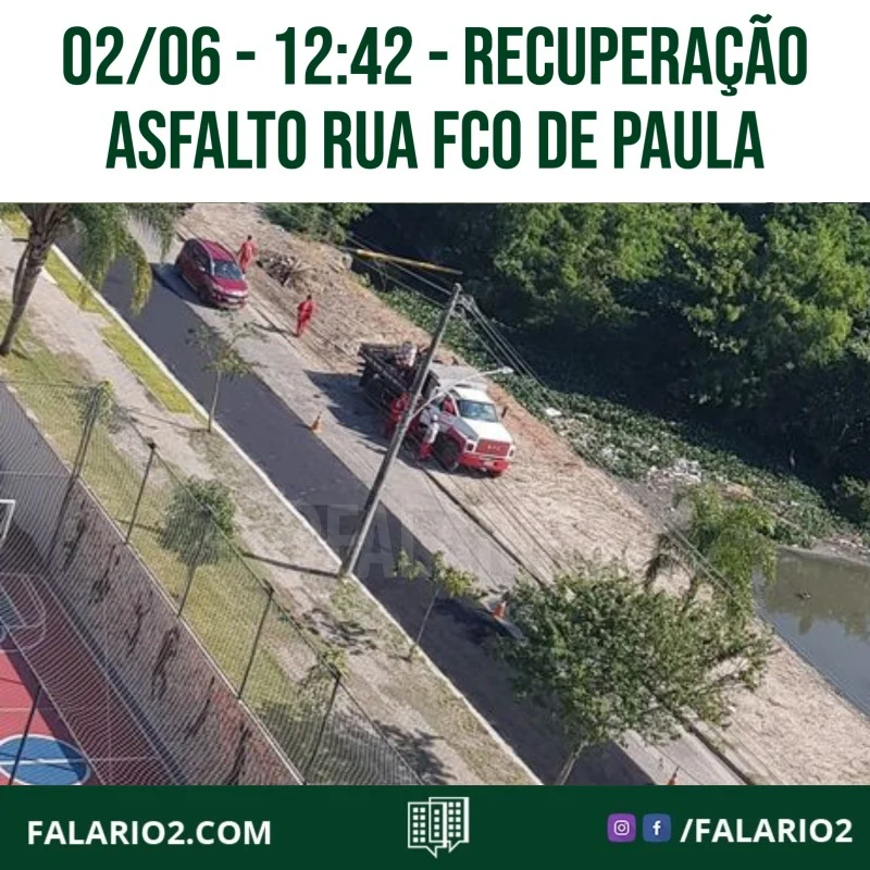 "Estou enviando essa foto mostrando a continuação do serviço da Cedae que estão efetuando na rua Francisco de Paula.