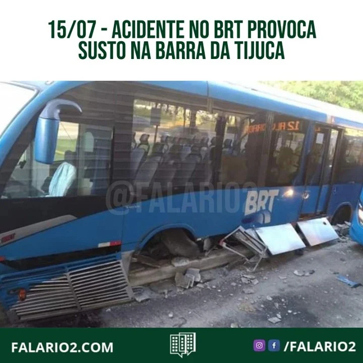 Um acidente envolvendo um ônibus do BRT provocou um susto entre os passageiros durante a manhã desta quinta-feira (15).