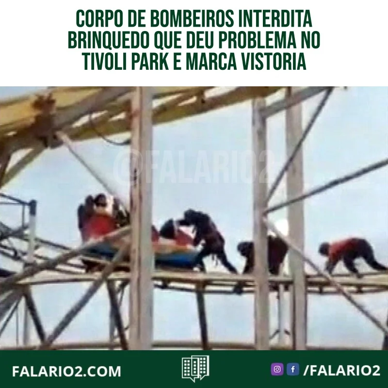 O Corpo de Bombeiros interditou a montanha-russa do Tivoli Park, na Avenida Ayrton Senna, na Barra da Tijuca.