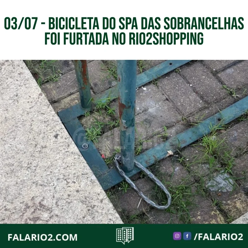 "Nesta semana, roubaram no Rio2shopping, a nossa linda bicicleta do Spa das⠀