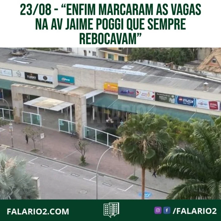 "So pra avisar que enfim marcaram as vagas na av Jaime Poggi que sempre rebocavam qse todo dia.