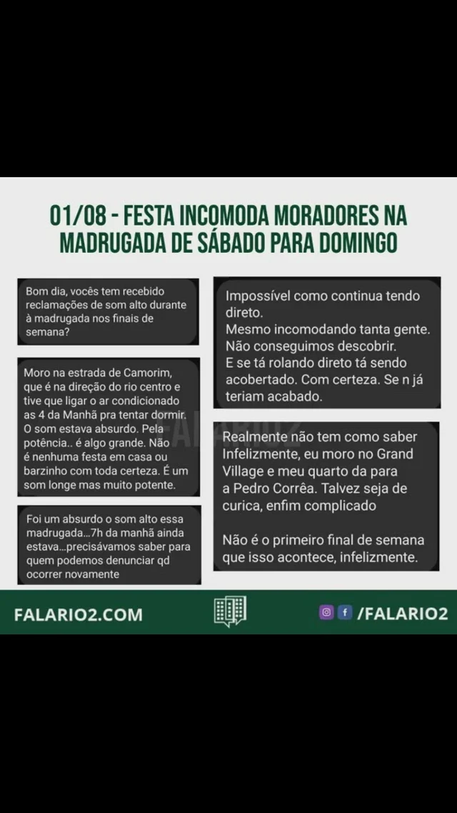 01/08 - Recebemos dezenas de mensagens no grupo do Telegram e no inbos do instragram a respeito do som alto de algum evento