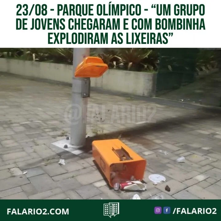 23/08 - Parque Oliímpico - 19:40 "Bom dia não quero ser identificado, ontem no parque olímpico estava bastante família,