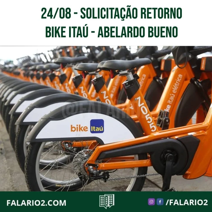"Estou tentando pelo aplicativo da bike Itaú a volta das estações na Abelardo Bueno e sempre dizem q o responsável da