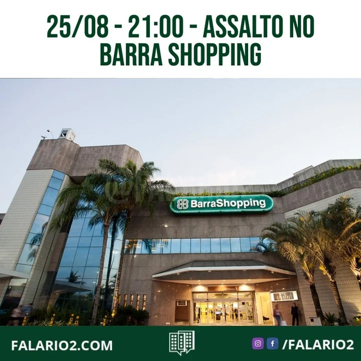 "Assalto agora no Barra shopping Segundo informações tinham homens armados dentro do shopping...
