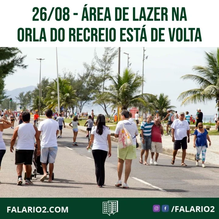 A ÁREA DE LAZER NA ORLA DO RECREIO ESTÁ DE VOLTA!
