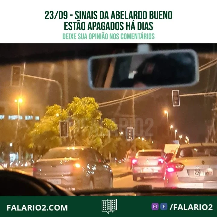23/09 - Vizinhos tem relatado que os sinais da Abelardo Bueno estão apagados desde a ventania de segunda feira.
