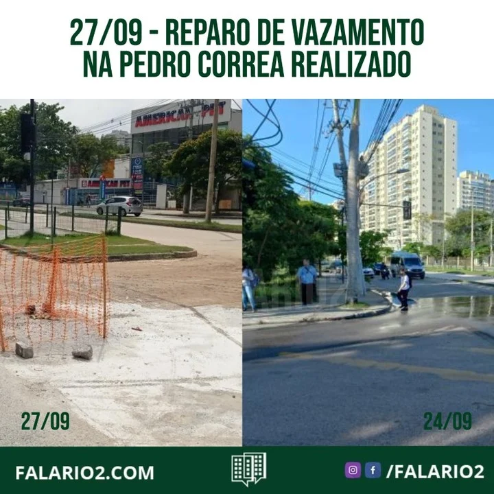 Na última sexta-feira (24/09), fizemos uma publicação informando um vazamento na Pedro Correa.