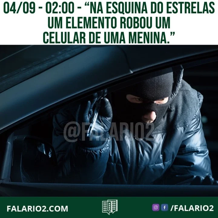 "Na esquina do estrelas um elemento robou  um celular de uma menina.