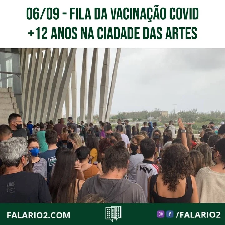 06/09 - 16:30 - Fila para vacinação de jovens a partir de 12 anos na Cidade das Artes.