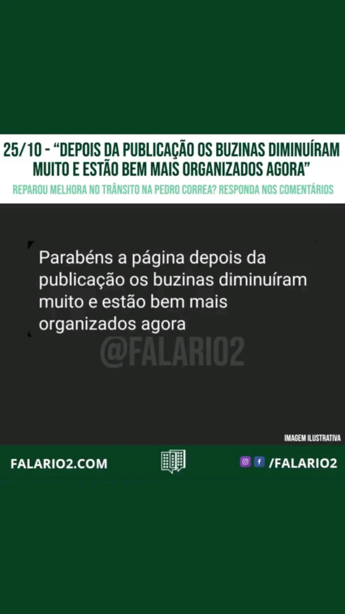 Ontem (25/10), a vizinha que reclamou do barulho de buzina e trânsito na Pedro Correa por causa da entrada/saída de alunos
