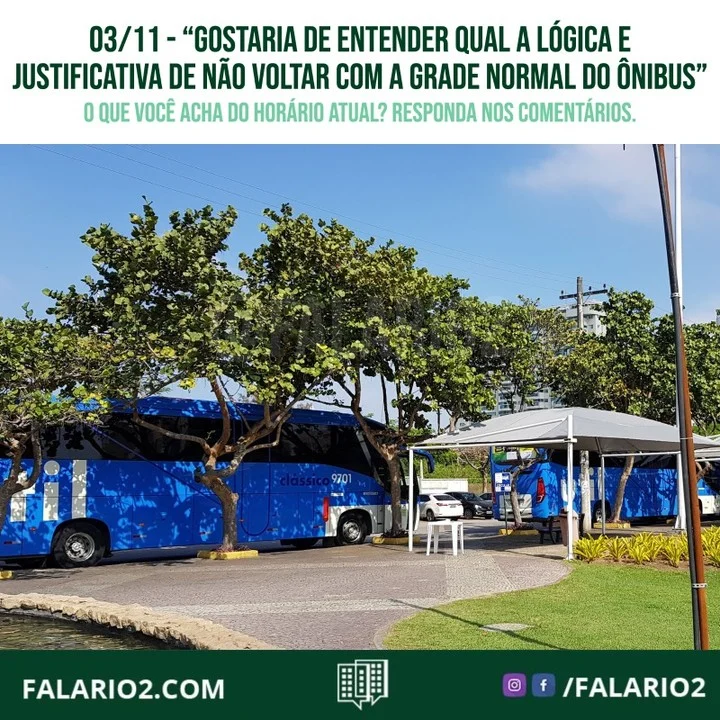 "Gostaria de entender qual a lógica e justificativa  da @amorio2.oficial  de não voltar com a grade normal do ônibus, tendo