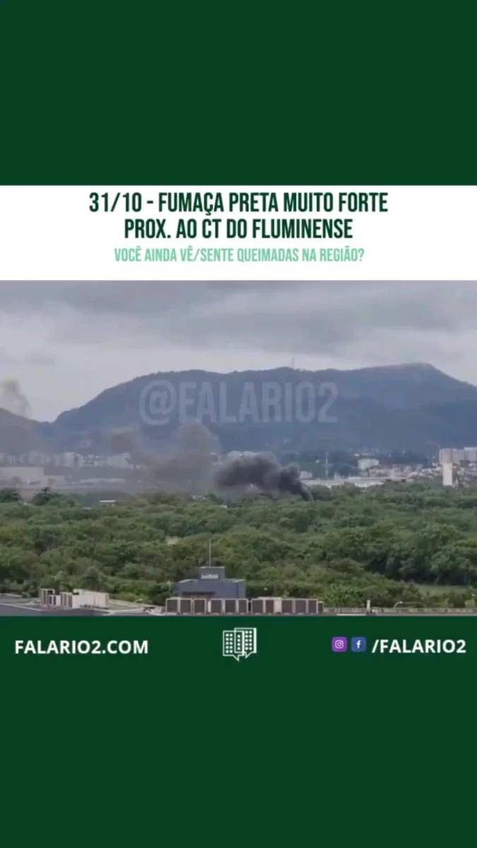 Na tarde de Domingo (31/10), era possível ver muita fumaça preta vindo do sentido do SESC/ CT Fluminense.